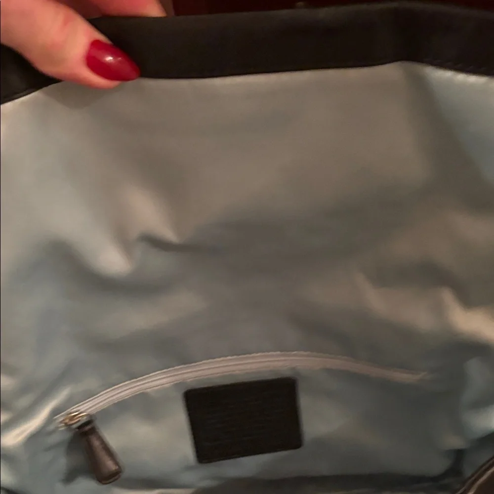 Coach Kristin Black Leather Shoulder Bag with large Silver hang tagL0968-14755